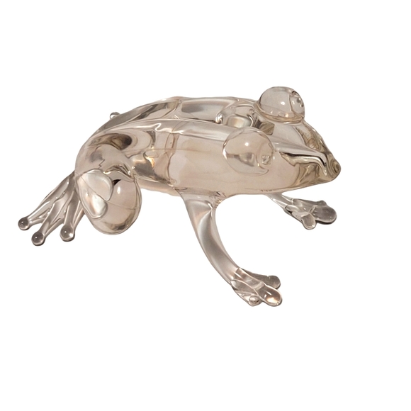 Clear Glass HAND BLOWN FROG Figurine Paperweight - Picture 2 of 8